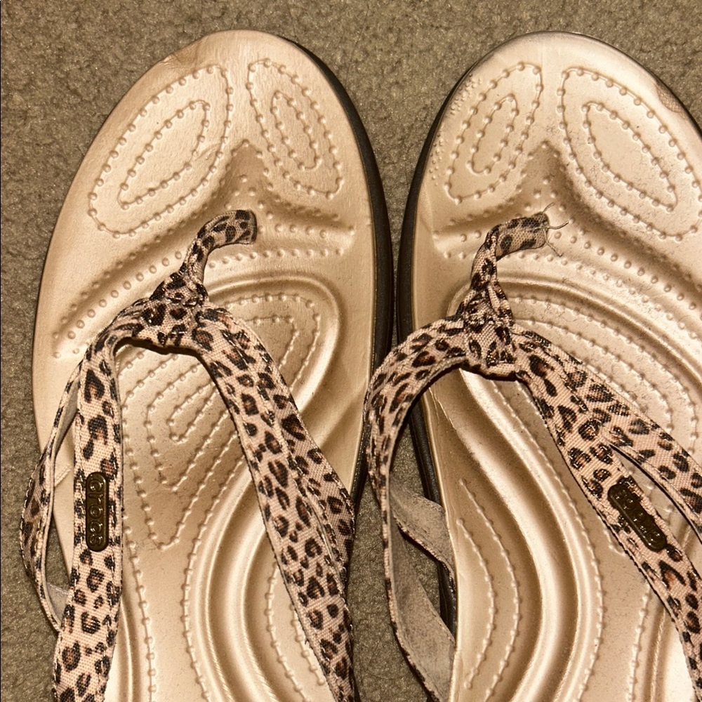 CROCS Women's Sandals with Leopard Print Straps - Tan - Picture 5 of 5